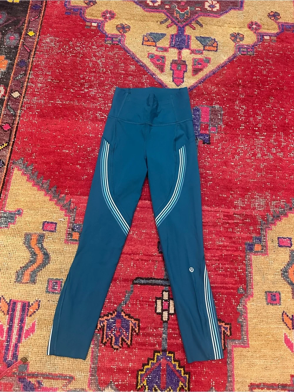 LULULEMON leggings teal with rainbow sz 2 - worn once - Picture 4 of 11